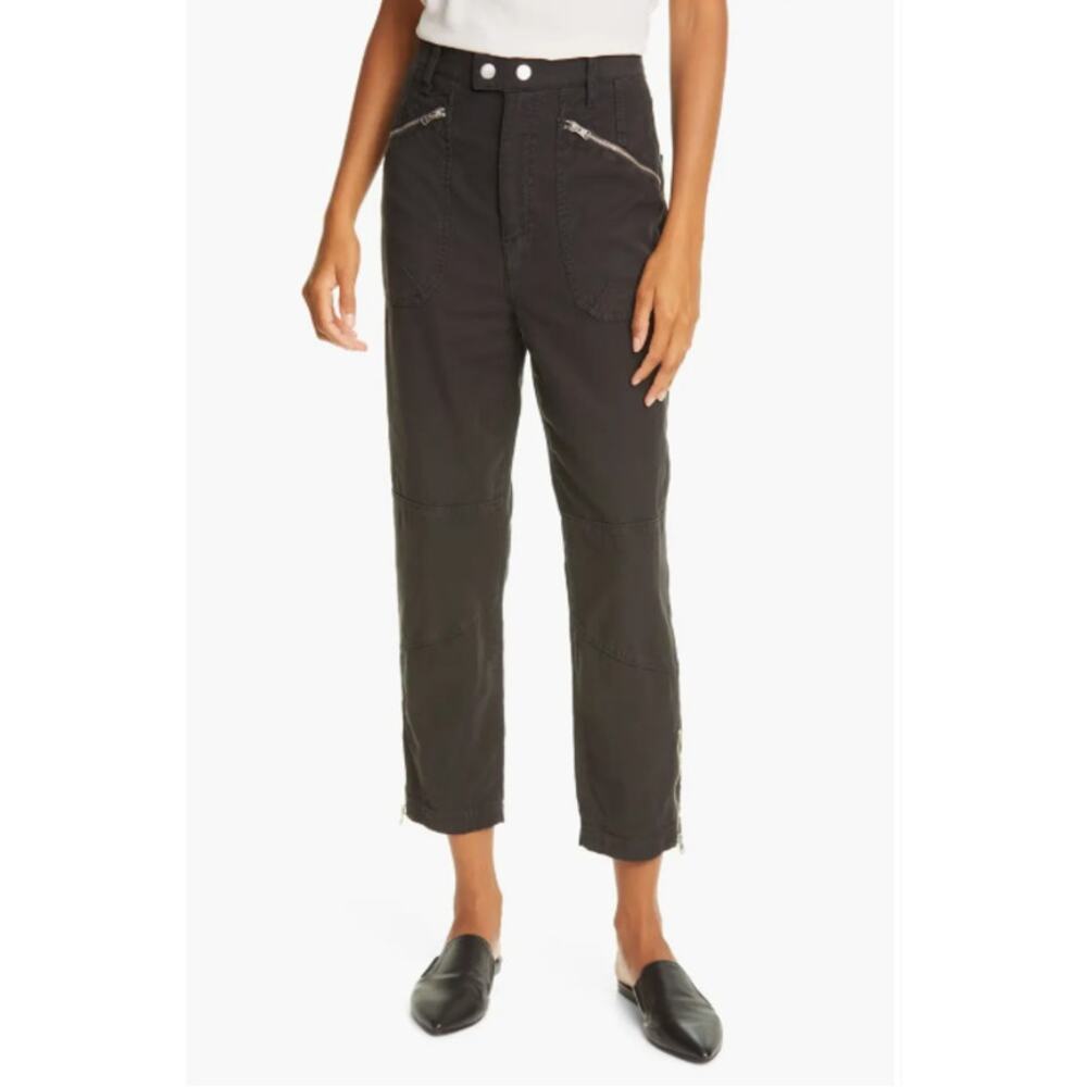 Frame Moto Zip Crop Pants Washed Black Sz 29 Grunge Punk Biker Goth